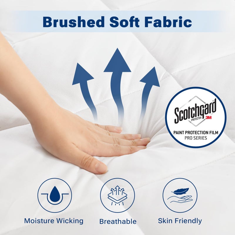 Sleep Philosophy Waterproof Sofa Bed Mattress Protector, Holden Sofa Bed Full Mattress Pad, 3M Scotchgard, Microfiber Mattress Topper Fitted Elastic Pocket Fits Up to 8 Inch, Full 54x72, White - Image 4